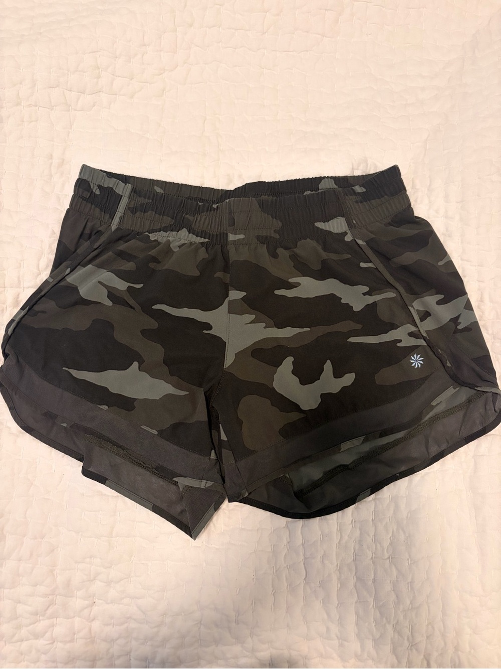 Athleta Camo Black/Olive Athletic Shorts